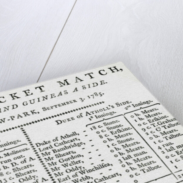 Result of first cricket match played in Scotland, 1785 by English School