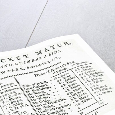Result of first cricket match played in Scotland, 1785 by English School