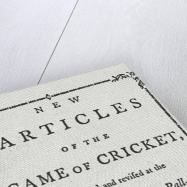 Titlepage of 'New Articles of the Game of Cricket', 1774 by English School