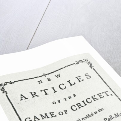 Titlepage of 'New Articles of the Game of Cricket', 1774 by English School