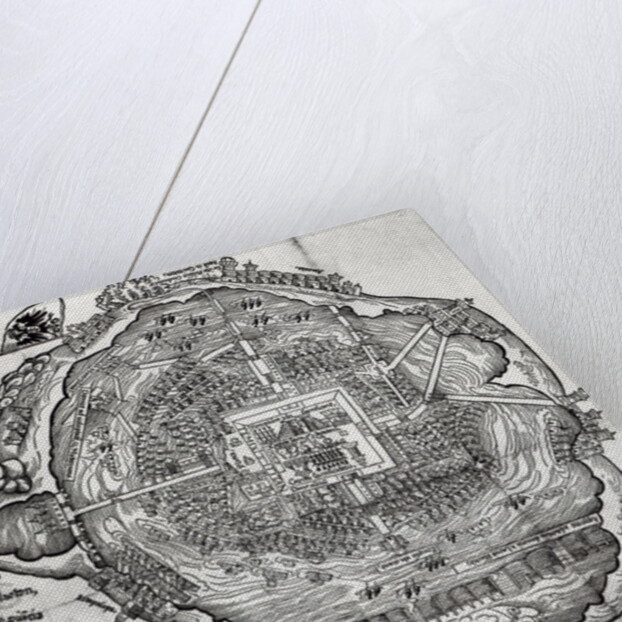 Map of Tenochtitlan from 'Praeclara Ferdinandi Cortesii de Nova Maris Oceani Hispania Narrati' by German School