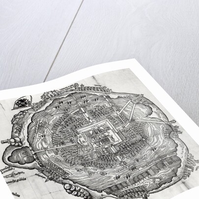 Map of Tenochtitlan from 'Praeclara Ferdinandi Cortesii de Nova Maris Oceani Hispania Narrati' by German School