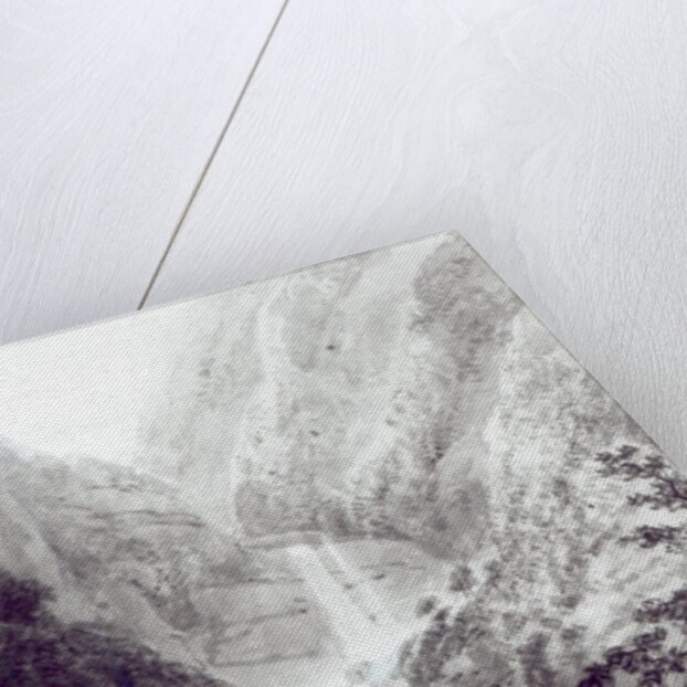 The Cascade of Minzapeezo, watercolour by Samuel Davies after an engraving, c.1800 by James Basire