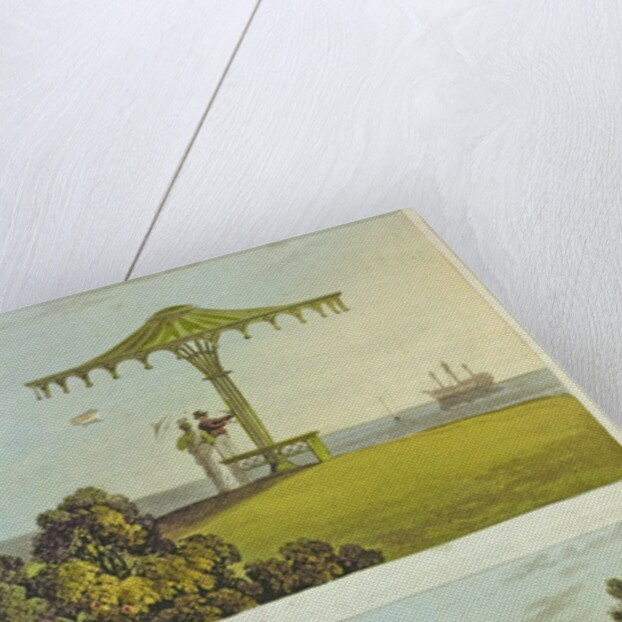 Two ornate covered garden seats from 'Repository of Arts', by Ackermann, 1822 by John Buonarotti Papworth