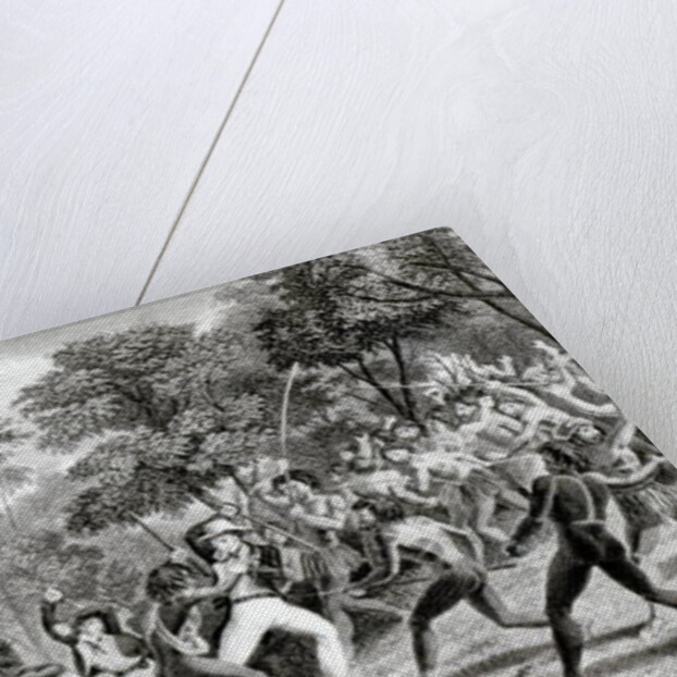 Attack of the Natives of Gambier Islands, engraved by Edward Finden, 1831 by Richard B. (after) Beechey