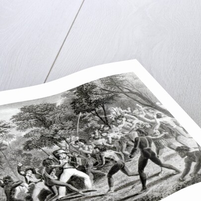 Attack of the Natives of Gambier Islands, engraved by Edward Finden, 1831 by Richard B. (after) Beechey