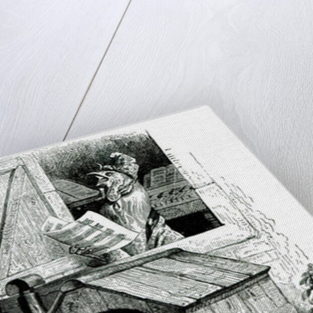 Dog sleeping and cockerel singing, from J. Thomson's 'Public and Private Life of Animals' by English School