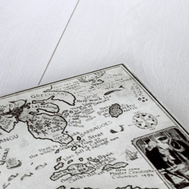 Map of America and directions to China as believed to be a copy of a 16th century original by School English