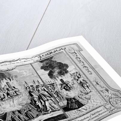 The Burning of John Fishcock and the martyrdom of Robert Glover by English School