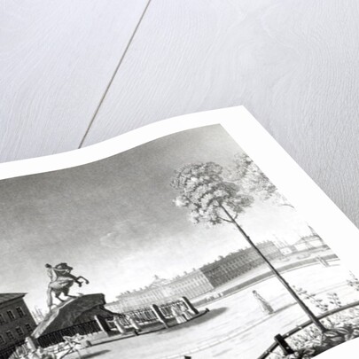 View of the statue of Peter the Great in Senate Square, St.Petersburg by French School