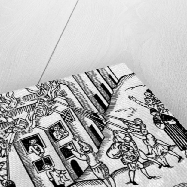 Firefighting at Tiverton, Devon, 1612 by English School