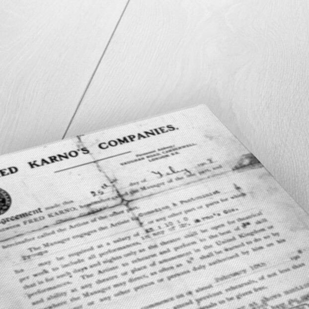 Agreement made between Fred Karno's Companies and Charles Chaplin, 25th July 1908 by English School