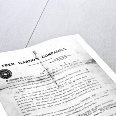 Agreement made between Fred Karno's Companies and Charles Chaplin, 25th July 1908 by English School