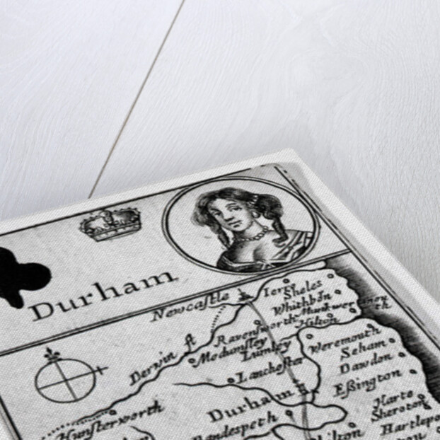 Queen of Clubs and Durham map, c.1675 by English School