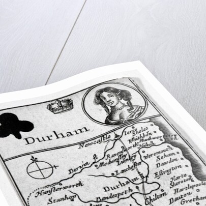Queen of Clubs and Durham map, c.1675 by English School