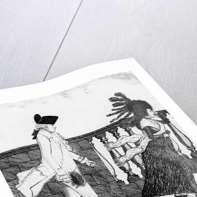 Dr James Graham going along the North Bridge in a high wind, 1785 by John Kay