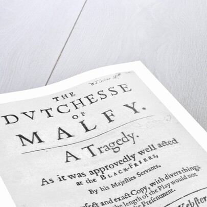 Title page of 'The Dutchesse of Malfy' by John Webster, 1640 by English School