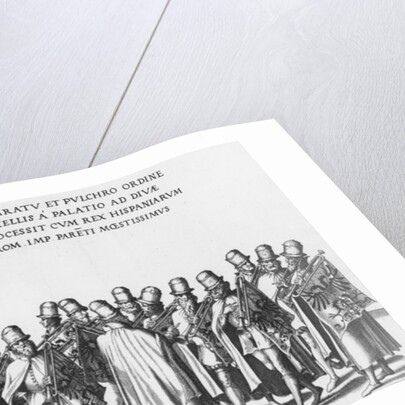 Group of trumpeters in the Funeral Procession of Emperor Charles V, 1559 by Jan van & Doetechum Lucas van& Bol Hans Doetechum the elder