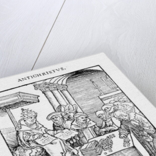 The Pope selling Indulgences from 'Passional Christi und Antichristi', published in 1521 by Lucas The Elder Cranach