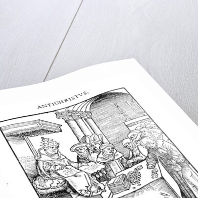 The Pope selling Indulgences from 'Passional Christi und Antichristi', published in 1521 by Lucas The Elder Cranach