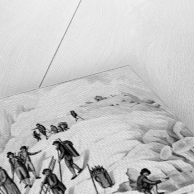 Monsieur De Saussure, his son and their guides descending the Tacul glacier, 1790 by Henri L'Eveque