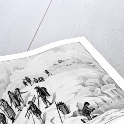 Monsieur De Saussure, his son and their guides descending the Tacul glacier, 1790 by Henri L'Eveque