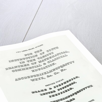 Specimen typefaces by English School