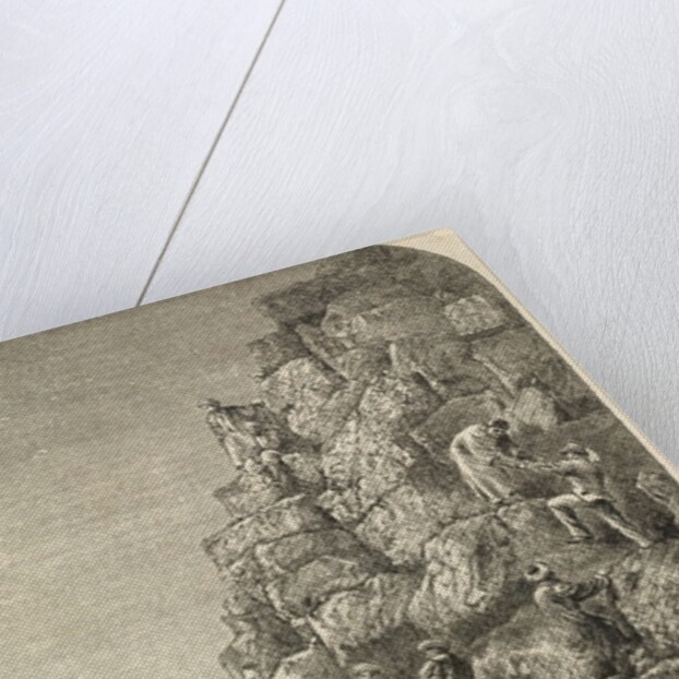 Ascent of the Great Pyramid, engraved from a photograph by English School