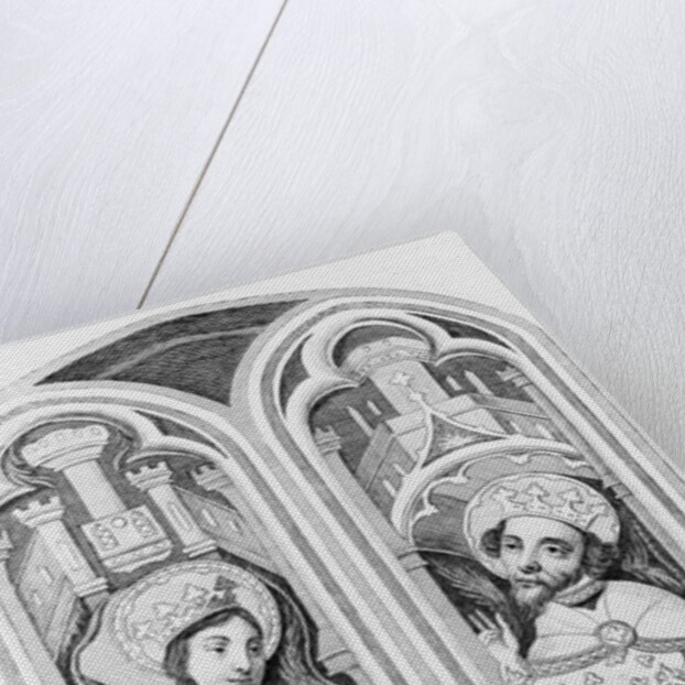 Queen Eleanor and Henry III, taken from an ancient window in the Church of Boxhill, Sussex by School English