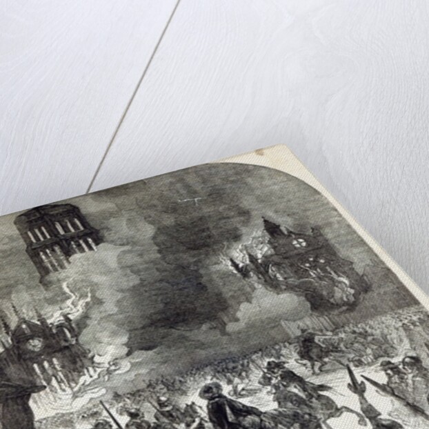 The burning of Old St. Paul's, 1666 by English School