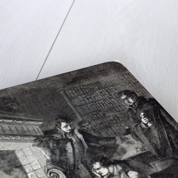 Napoleon brooding by the fire the night before his Abdication and Departure from Fontainebleau on 20th April 1814 by English School