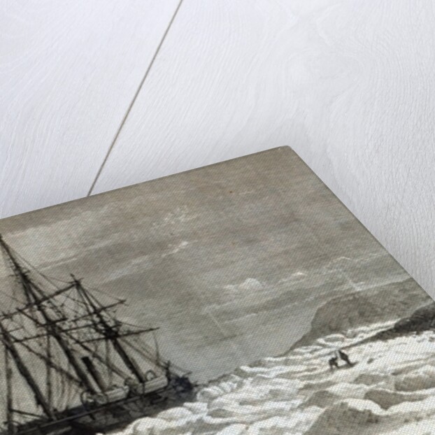 The North Pole Expedition: The Alert nipped by the ice against the shore off Cape Beechy by English School