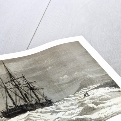 The North Pole Expedition: The Alert nipped by the ice against the shore off Cape Beechy by English School