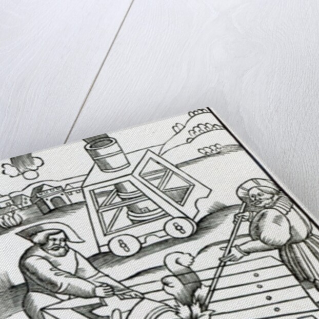 Soldiers firing a cannon by French School