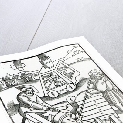 Soldiers firing a cannon by French School