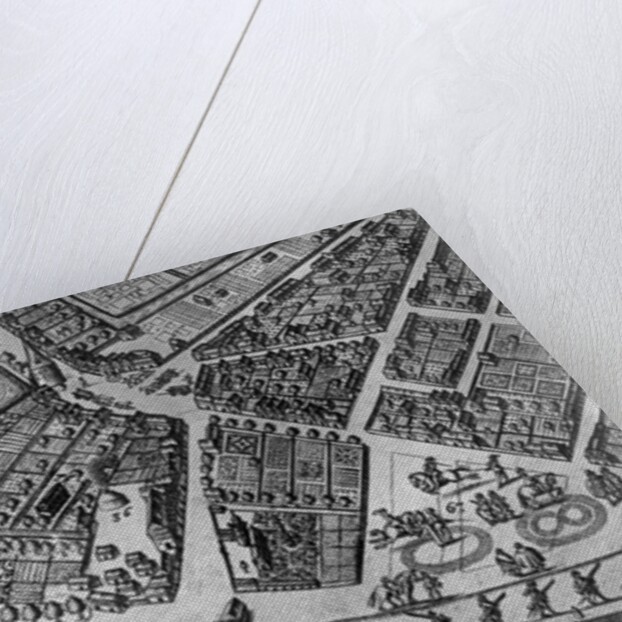 Map of Hamburg showing its first Opera House, 1690 by German School
