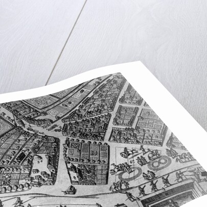 Map of Hamburg showing its first Opera House, 1690 by German School