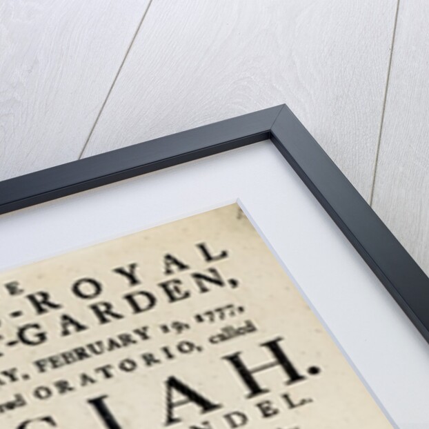 Playbill advertising a performance of Handel's Oratorio, 'Messiah' in 1777 by English School