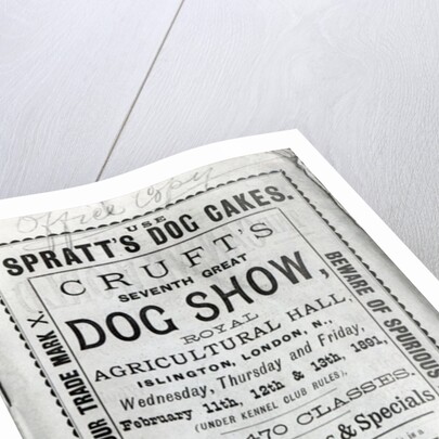 Poster advertising Cruft's Dog Show at the Royal Agricultural Hall in Islington, London in 1891 by English School