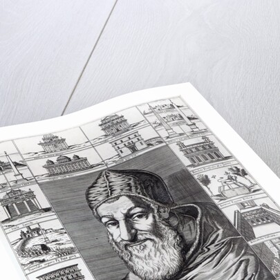Pope Sixtus V, surrounded by the churches, buildings and monuments built or restored during his pontificate by Italian School