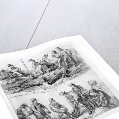 Workmen near the New Post Office in The City, London, 1828 by George the Elder Scharf