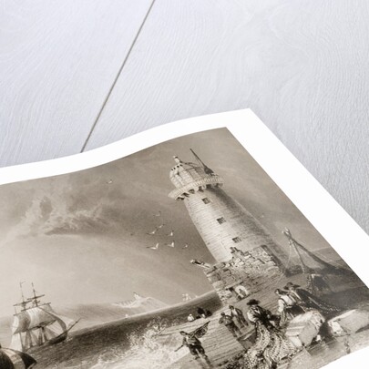 South Wall Lighthouse with Howth Hill in the Distance, Dublin by William Henry (after) Bartlett