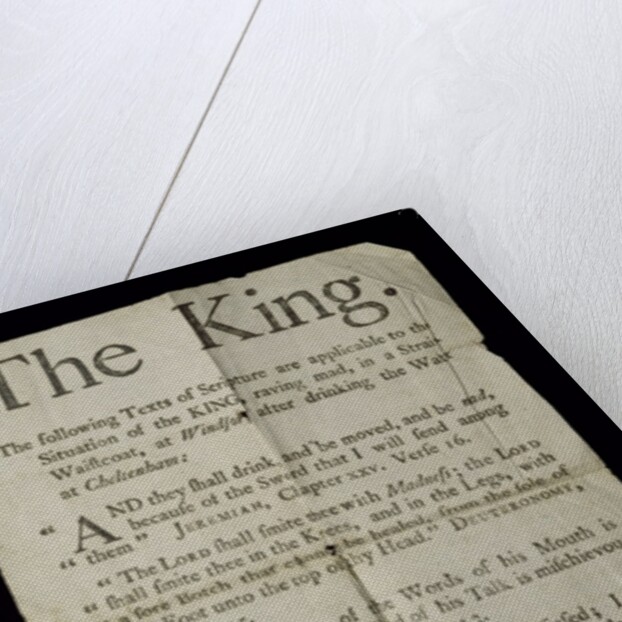 Broadsheet discussing the Madness of King George III, 1788 by English School