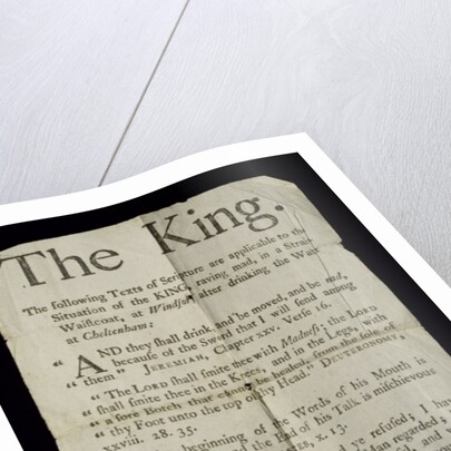 Broadsheet discussing the Madness of King George III, 1788 by English School