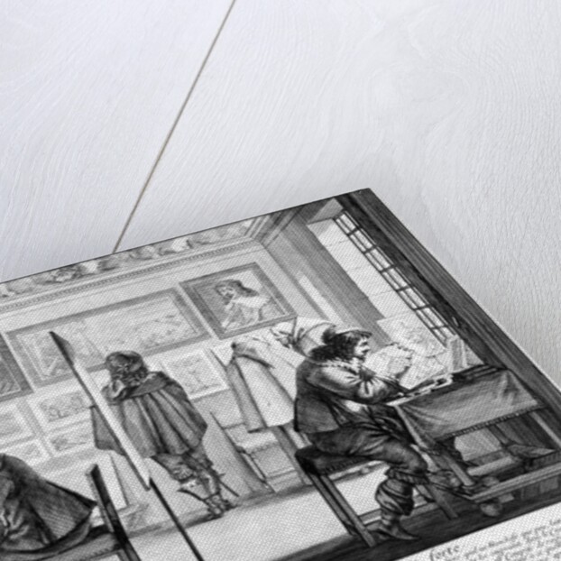 Plate engravers working with gallery behind, 1643 by Abraham Bosse