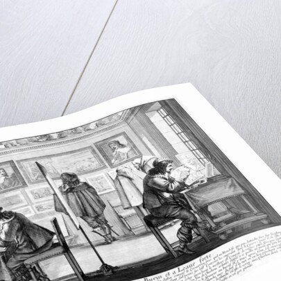 Plate engravers working with gallery behind, 1643 by Abraham Bosse