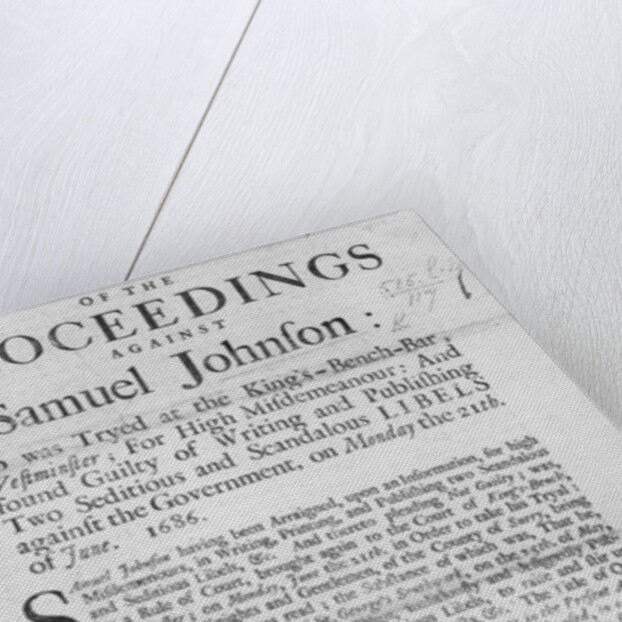 An Account of the Proceedings against Samuel Johnson, 1686 by English School