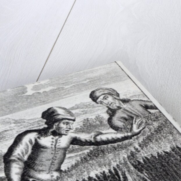 Gulliver is discovered by a farmer in Brobdingnag by English School