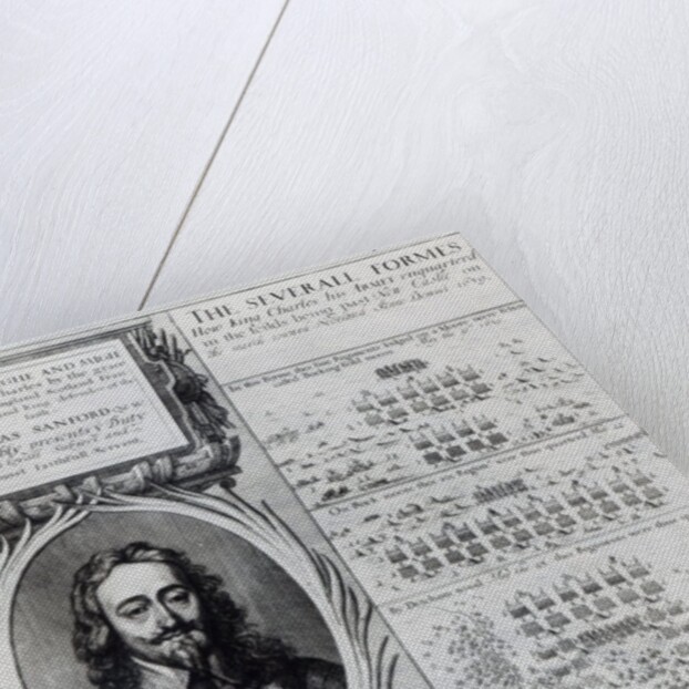 Portrait of King Charles I with diagrams showing the formation of his troops during the Bishops' War, c.1639 by Wenceslaus Hollar