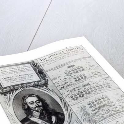 Portrait of King Charles I with diagrams showing the formation of his troops during the Bishops' War, c.1639 by Wenceslaus Hollar